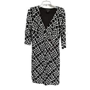WHBM | Women's Black & White 3/4 Sleeve Dress | Size 8 | 0774